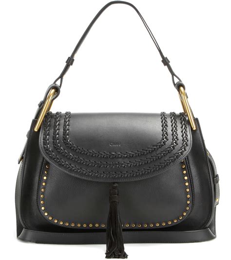 Replica Chloe Hudson Shoulder Bag in Suede Calfskin Black